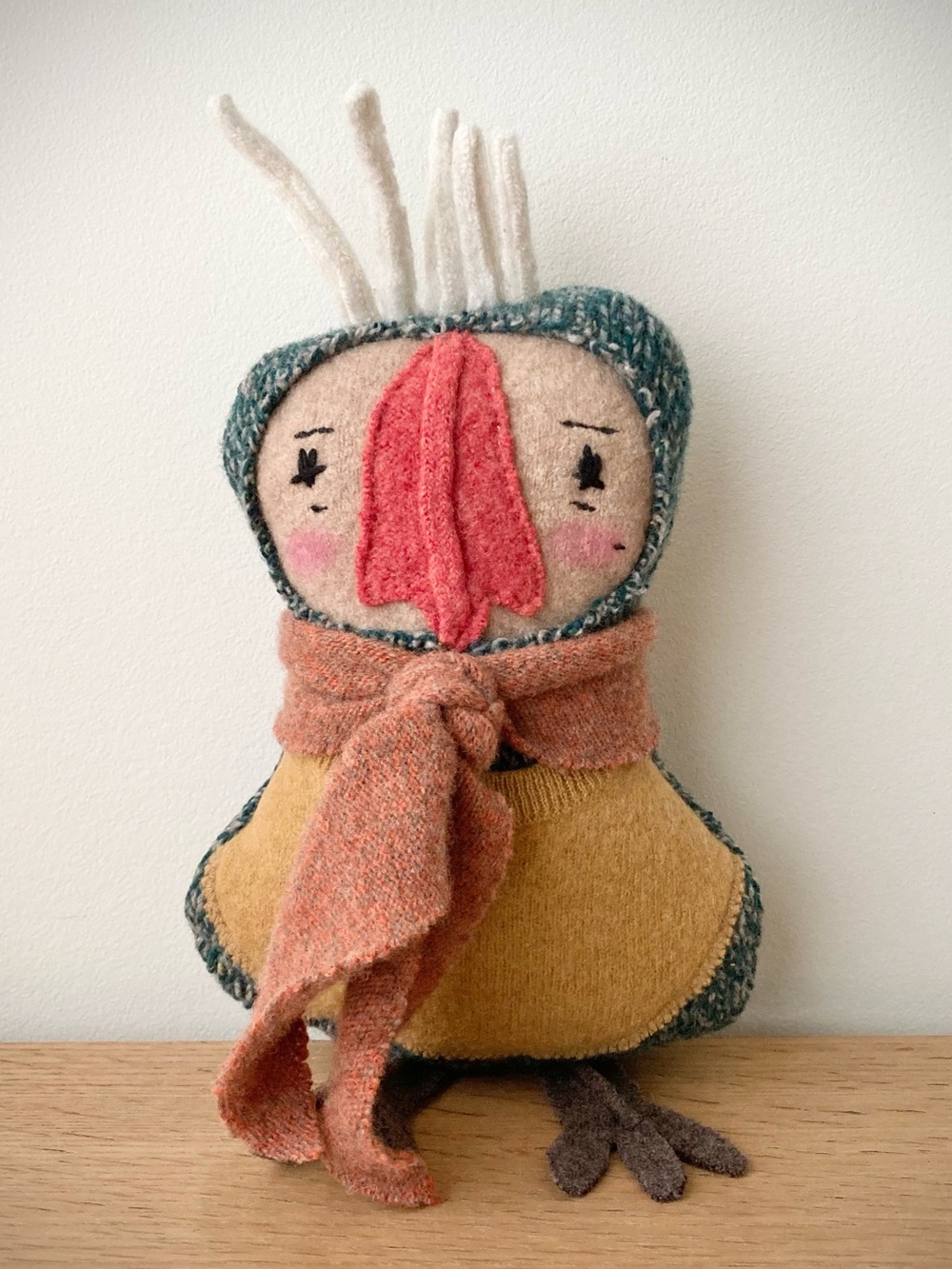 joodito bird owl reclaimed wool cashmere folk art rag doll japanese wabi sabi